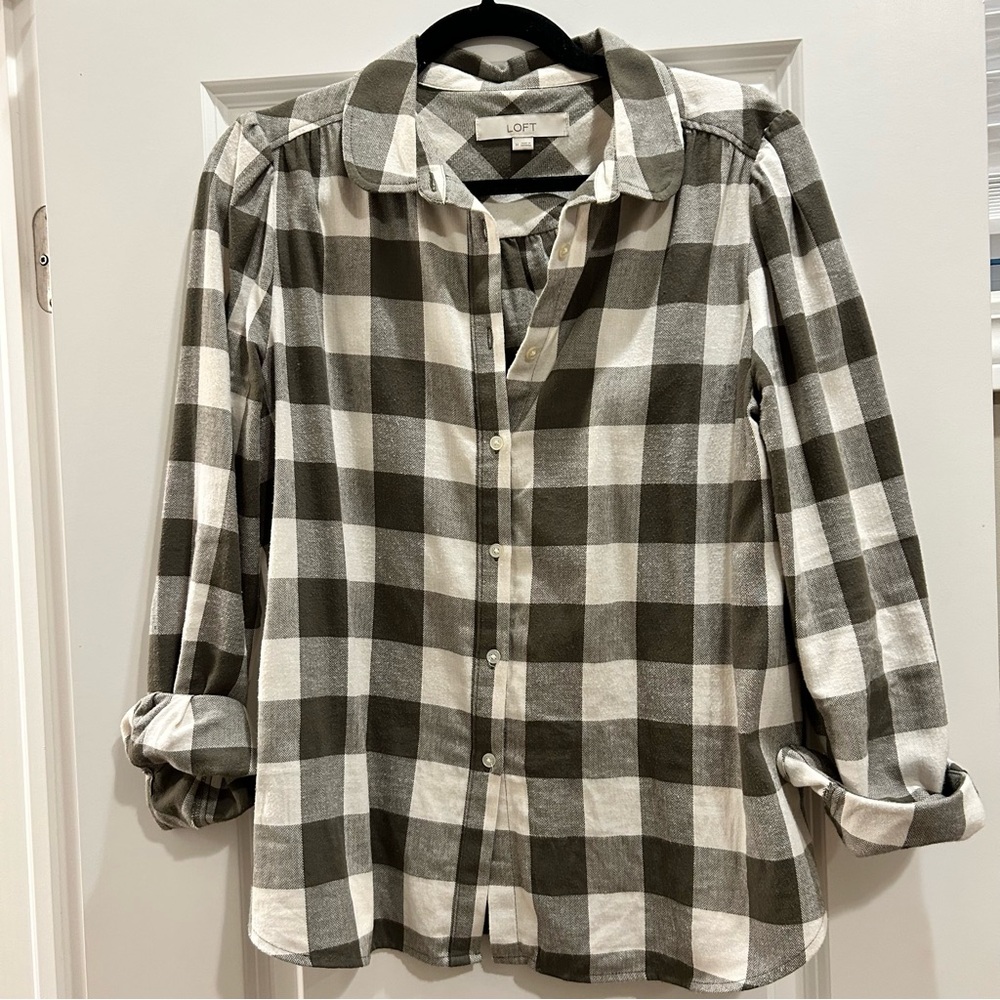 Loft Buffalo Plaid Flannel Blouse